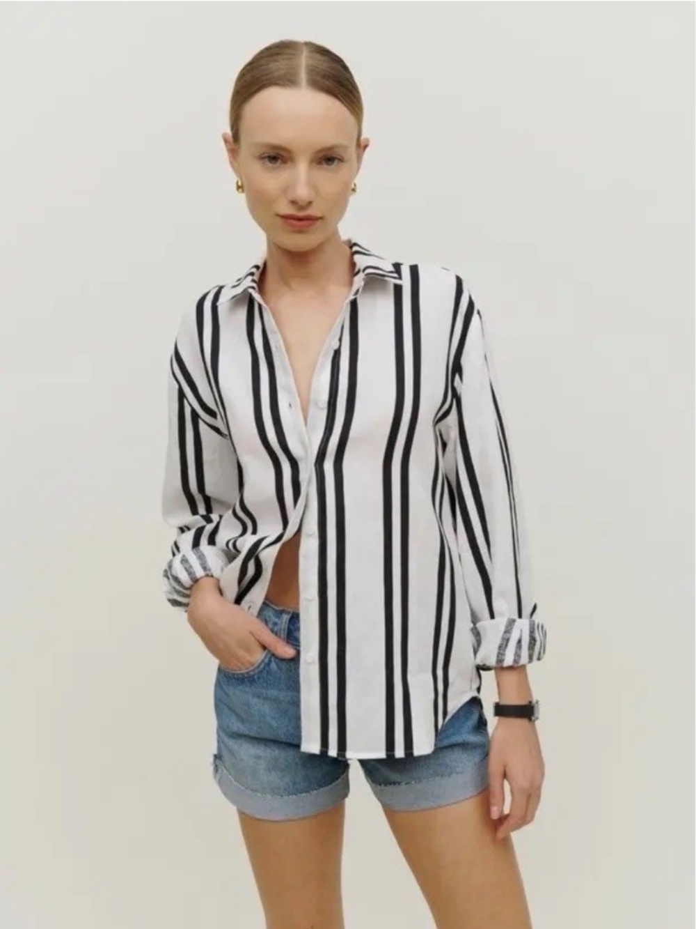Reformation Preston 100% linen button-up